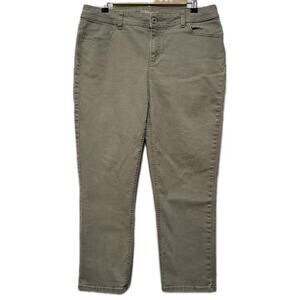 Chicos Slimming Cropped Jeans Size 1.5 Womens 10 Sage Green Denim Stretch Bling